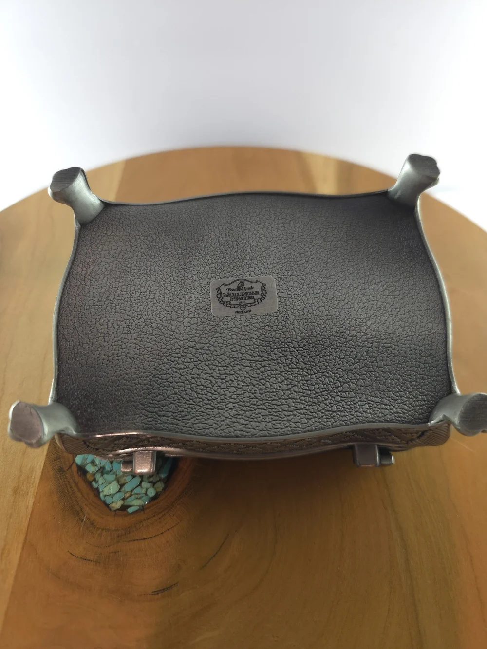 Mullingar Pewter Claddagh Jewelry Box Celtic Irish, Blue Velvet, Vintage 1980s